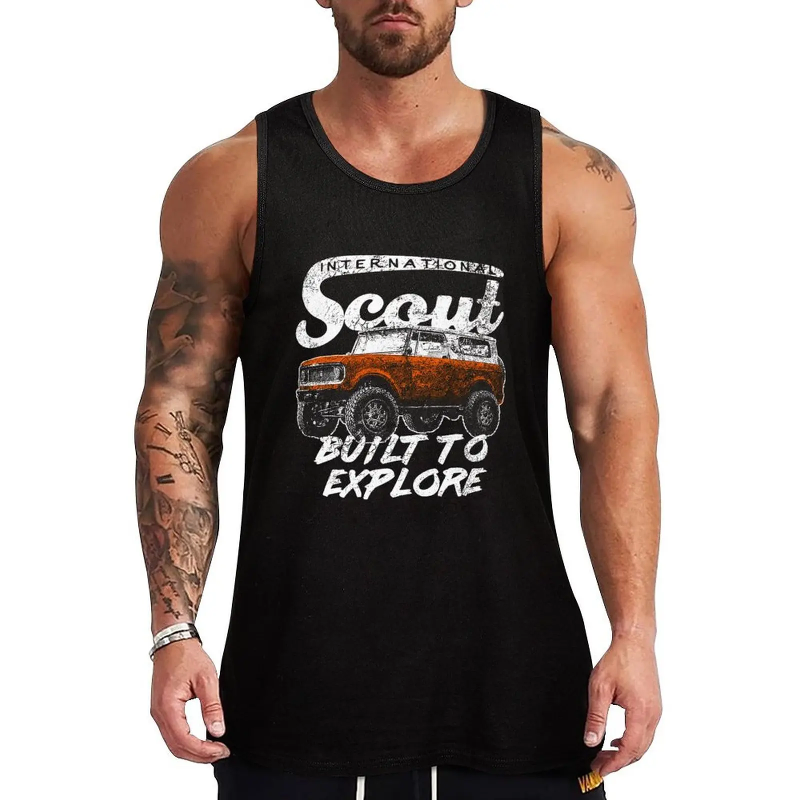 

International Harvester Scout II Retro Style Built to Explore Tank Top bodybuilding gym clothing Men's gym t-shirts men gym