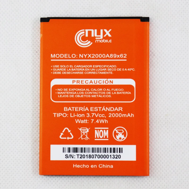 Оригинальный аккумулятор nyx NYX2000A89x62 2000mah Замена батареи