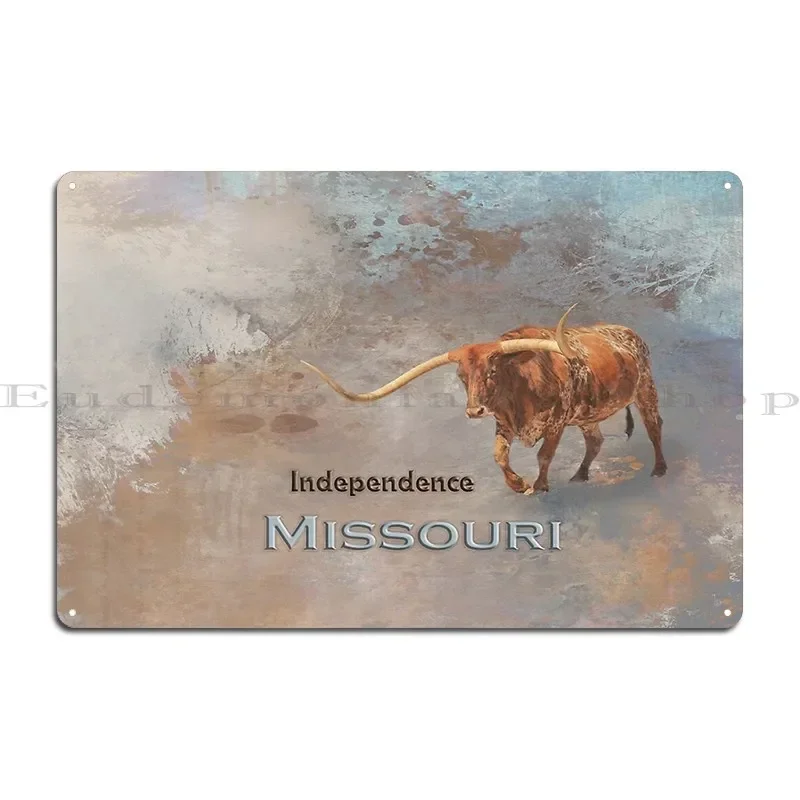 Longhorn Bull Independence Mo Metal Signs Kitchen Create Wall Cave Wall Mural Wall Decor Tin Sign Poster