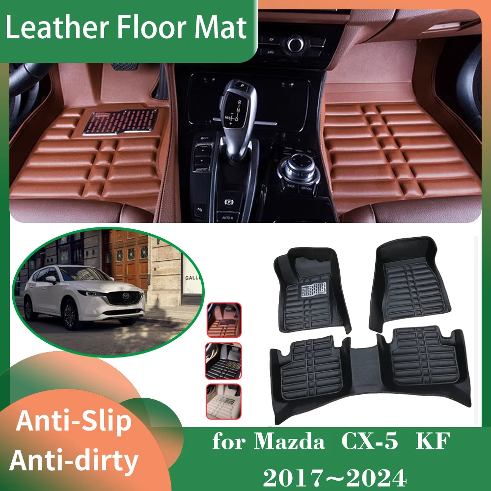 

Car Leather Floor Mat for Mazda CX-5 CX5 KF 2017~2024 2018 2019 2020 Foot Interior Liner Waterproof Carpet Pad Custom Accessorie