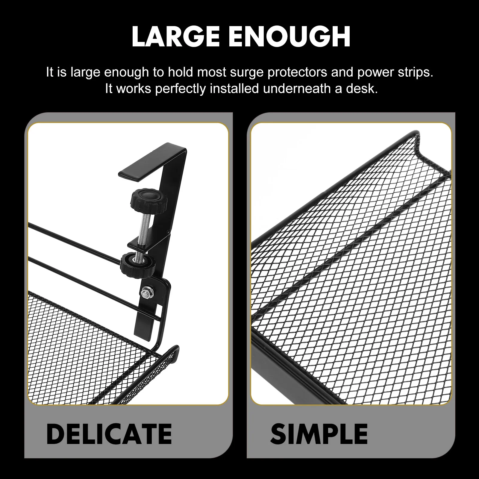 Under Desk Storage Basket Adjustable Wire Organizer Mesh Design Office File Document Holder Storage Rack for Office Dorm Bedroom