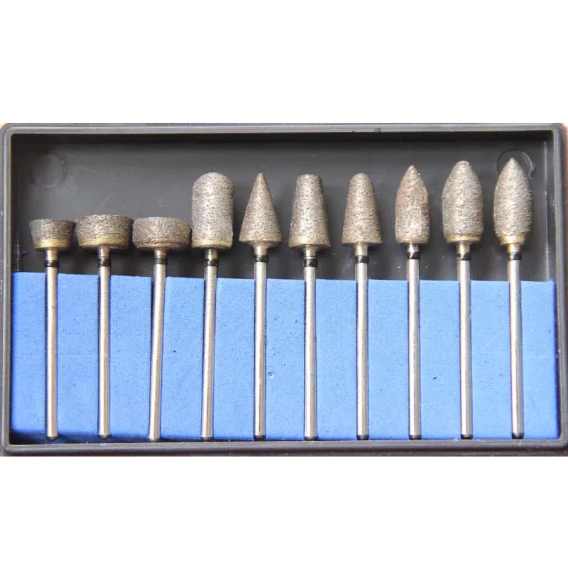 10 Pcs/kit Dental Burs HP Laboratory Technician Fast Trimming Fully-Sintered Diamond Kits For Grinding And Polishing Drill Tools