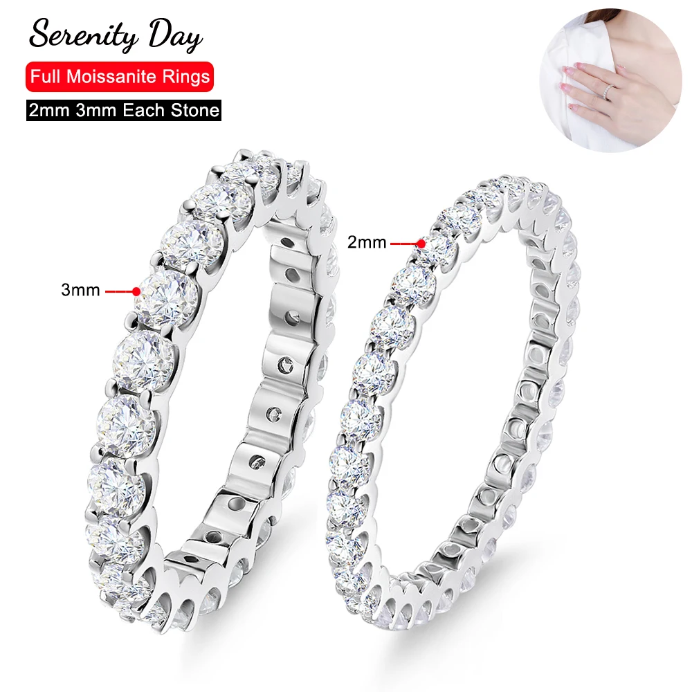 

Serenty Day GRA Certified 3mm Full Moissanite Wedding Rings For Women S925 Silver Bands Lab Diamond Ring Plated 18K Fine Jewelry