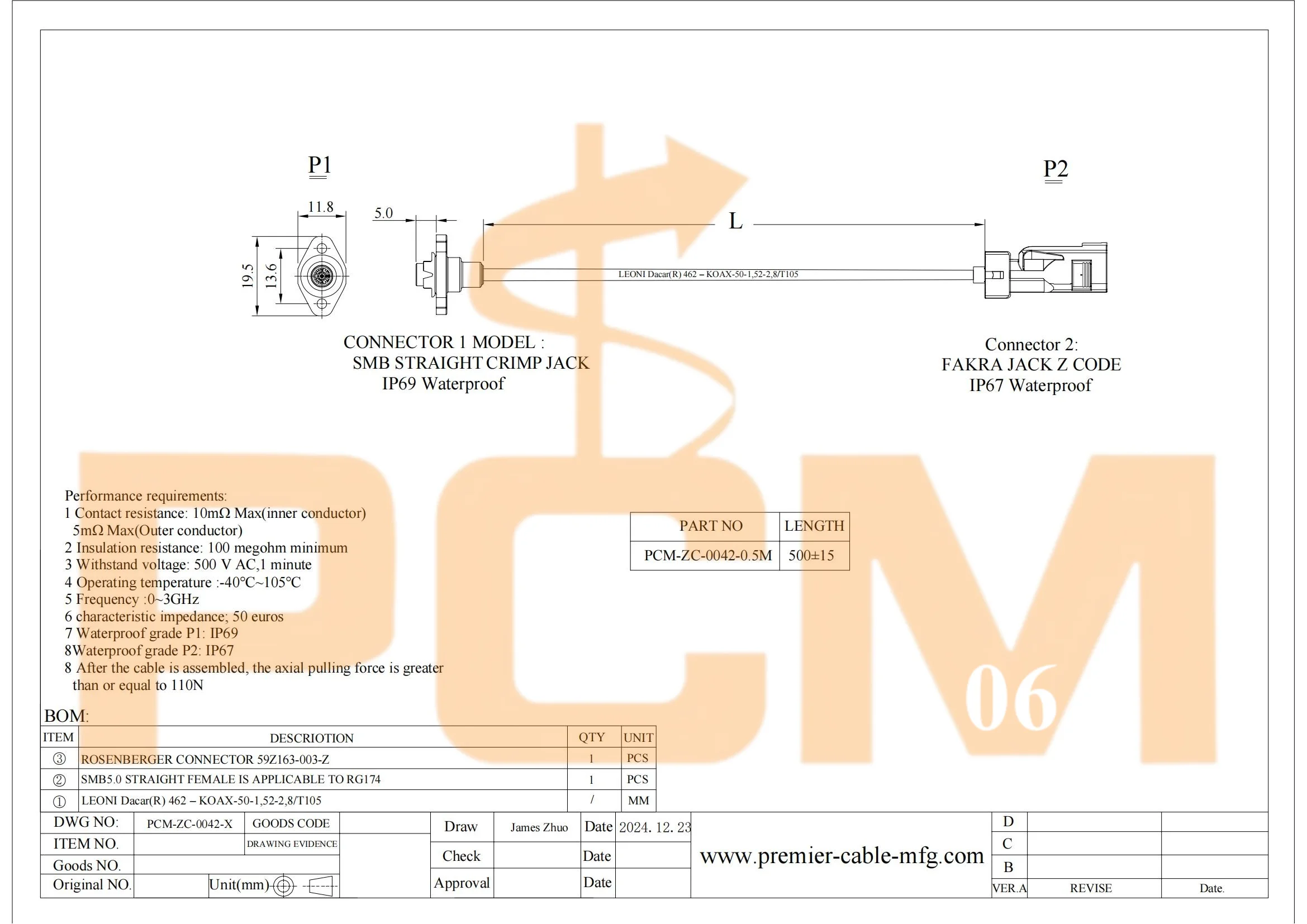 2-Loch-Panel-Mount-SMB auf FAKRA-Adapterkabel, wasserdichtes FAKRA Z-Buchse auf SMB-Buchse, gerades HF-Koaxialkabel für GPS-Antenne – Detail 4