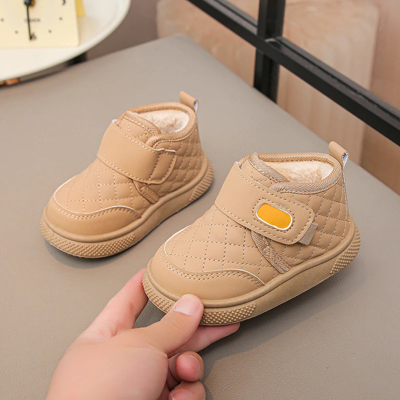 1-12 سنة الأطفال أحذية الثلوج الكاكي مبطن سميكة الفتيان الفتيات أحذية مشي الوردي لينة عدم الانزلاق الاطفال أحذية قطنية قصيرة #2