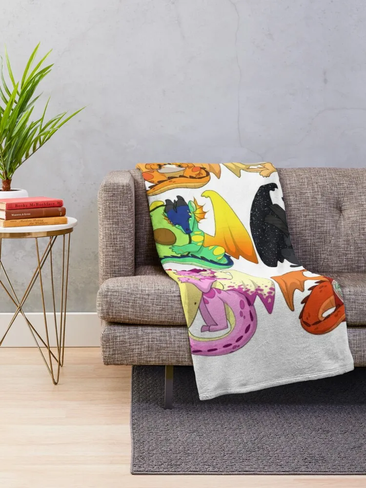 Wings of Fire Chibis with FOOOOD Throw Blanket Blankets For Bed Polar Blankets