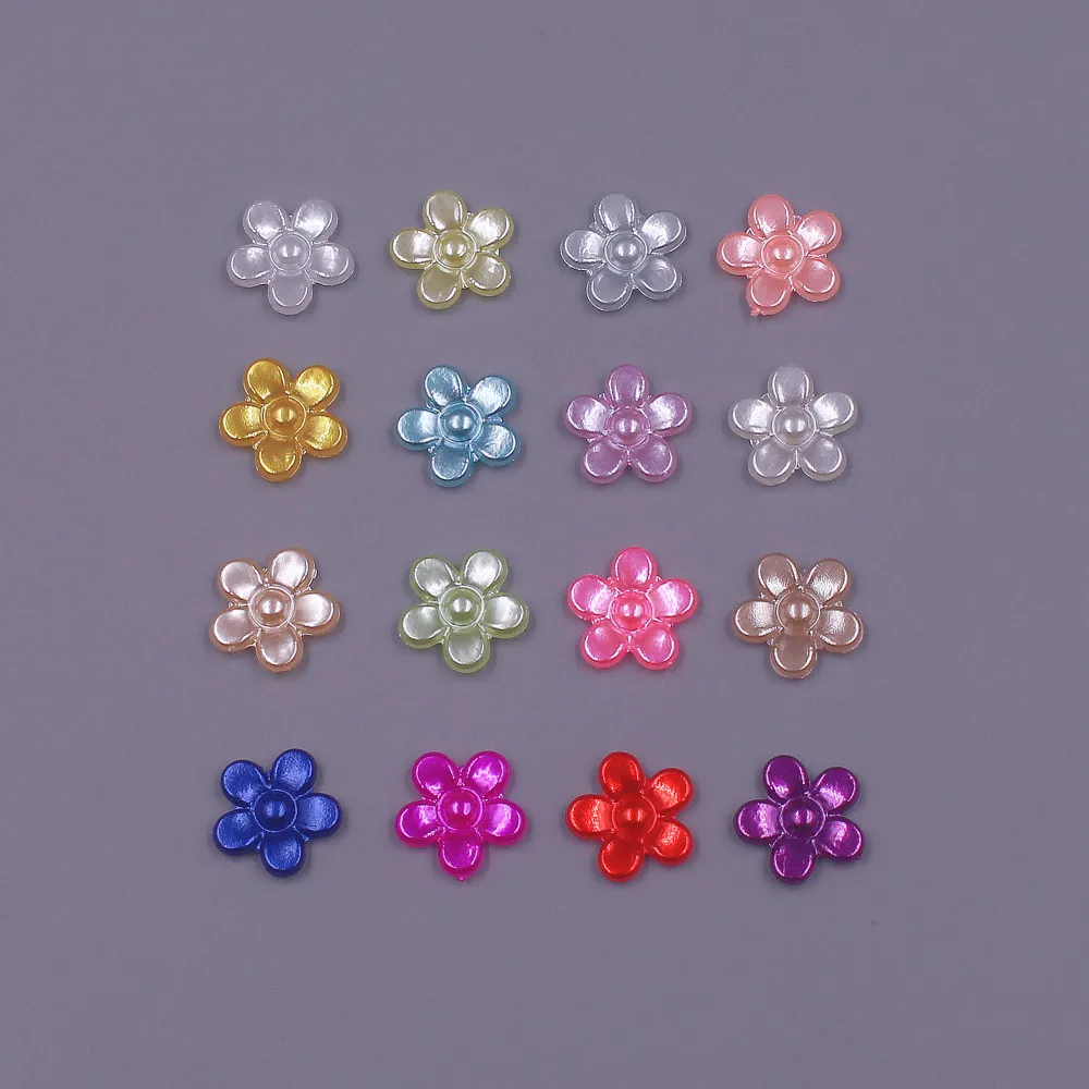 Mix Color 100pcs 12MM ABS Resin Half Round flower Pearls Flatback Beads For Art Scrapbooking Jewelry garment Making