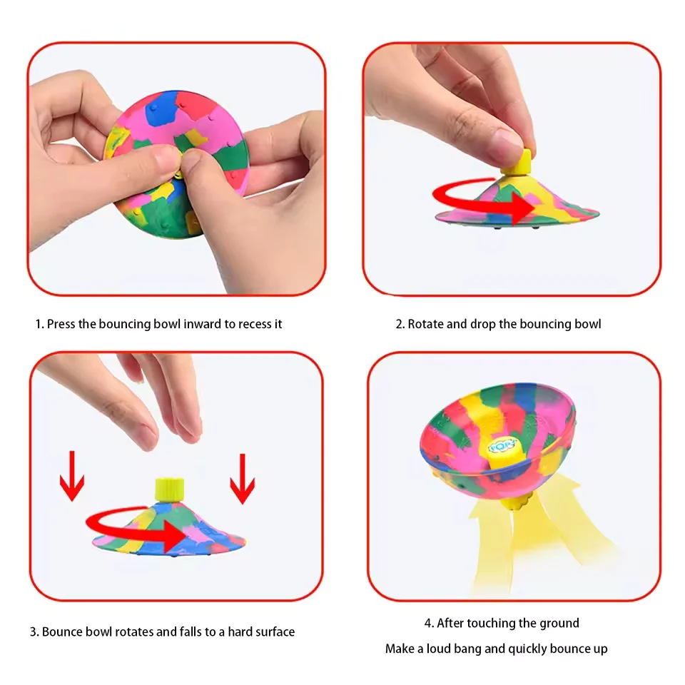 Hip Hop Camouflage Rotating Bouncing Bowl Jumping Novel Half Side Bouncing Pressure Resistant Children's Outdoor Toy