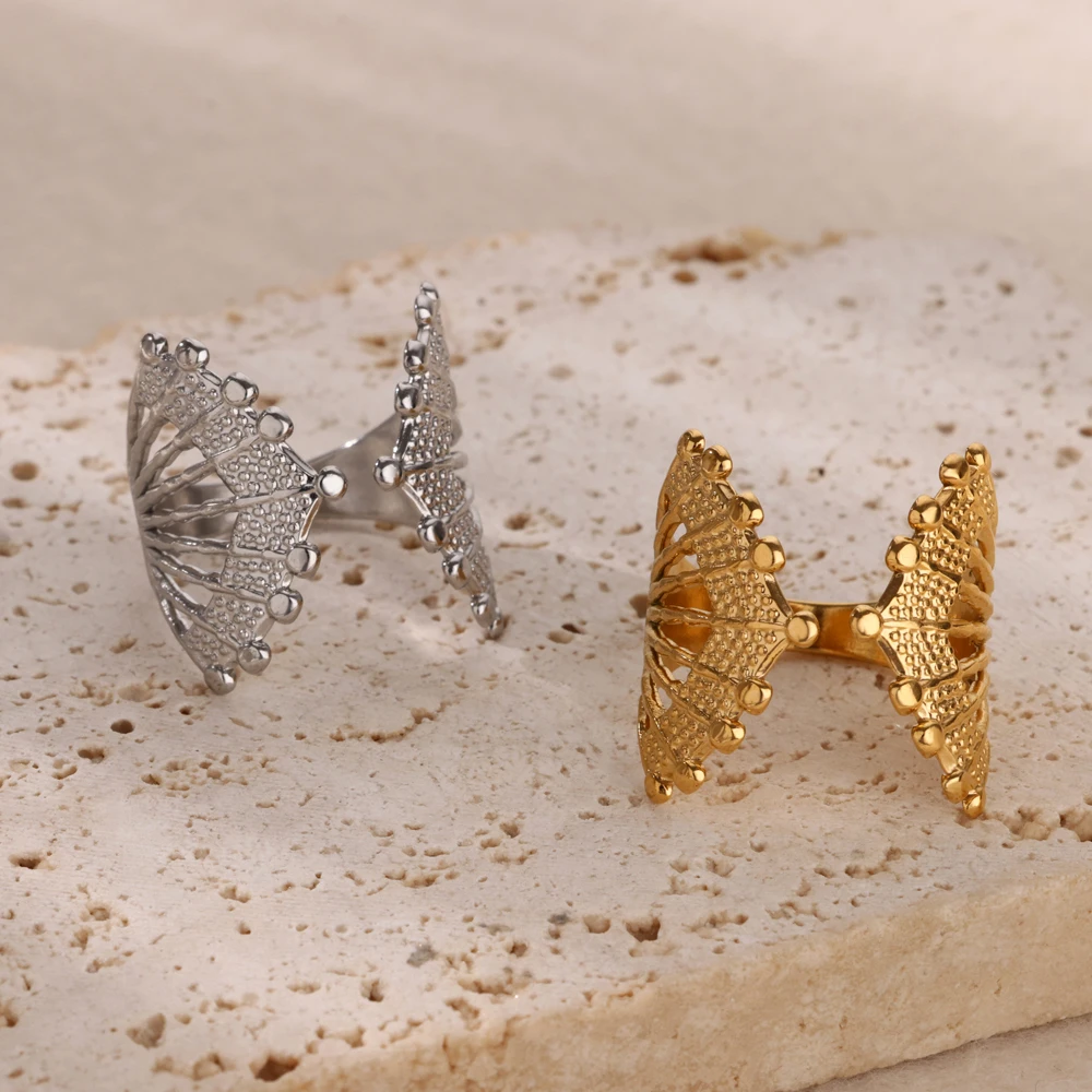 Crab Shape Rings for Women Opening Stainless Steel Ring Shell Ocean Element Couple Wedding Band Aesthetic Jewelry anillos mujer