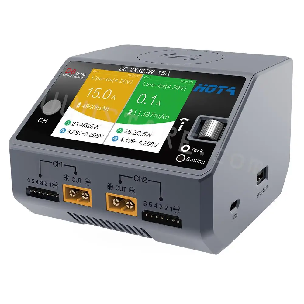 HOTA D6 DC 650W 15A Dual Channel LiPo Battery Smart  Charger Discharger For 1-6S Lipo Battery FPV Model RC Drone Spare Part