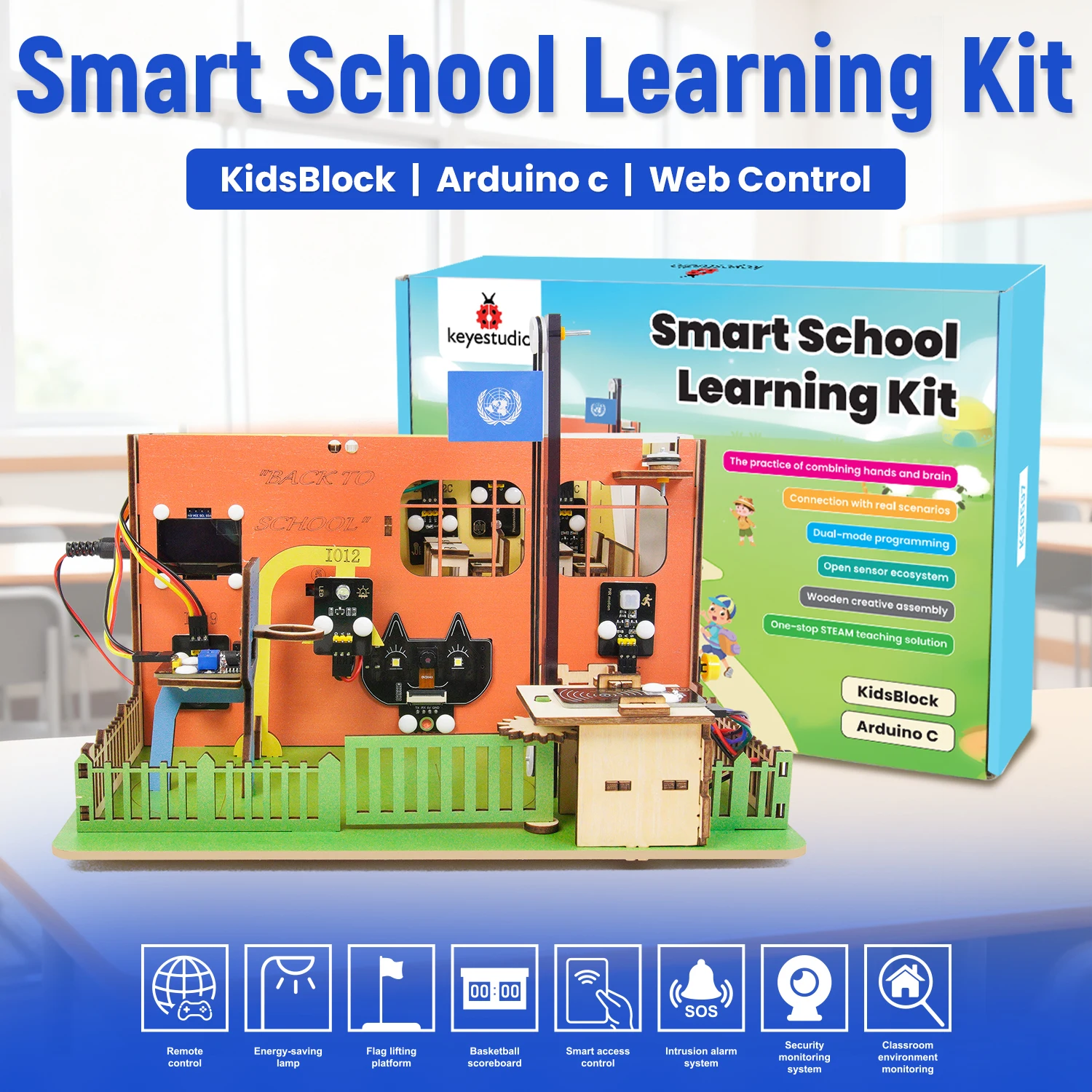 Keyestudio ESP32 DIY Smart School Learning Kit STEM Education Kit+31 Projects for Arduino ESP32 Programming Support Graphical