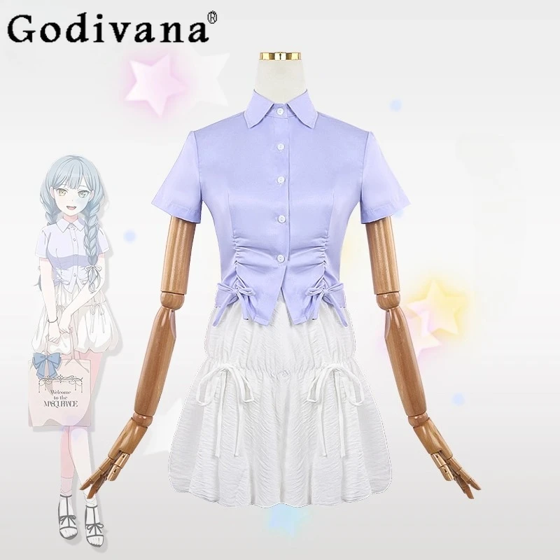 

Women Sexy Kawaii Daily Suit Cute Shirt Short Skirt Set Girls Anime BanG Dream Ave Mujica Sakiko Togawa Oblivionis Cos Outfits