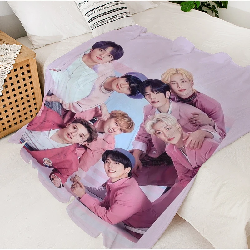 

Flannel Blanket Sofa Winter King Size D-Strays D-Kids Warm Knee Bed Fleece Camping Kpop Fluffy Soft Blankets Microfiber Bedding