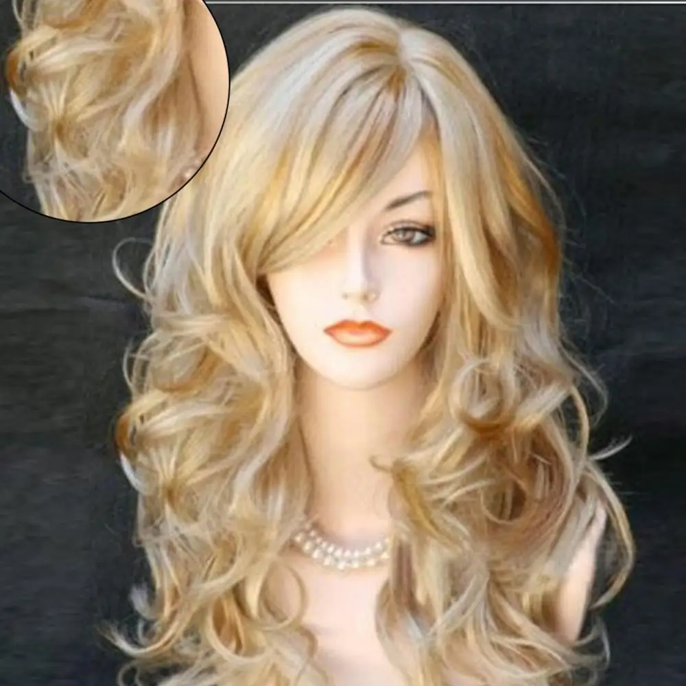 Fake Hair Short Wavy Bob Wigs Gloden Bob Natural Synthetic Wig With Bangs Cosplay Wig Heat Resistant Ombre Natural Hair Wigs