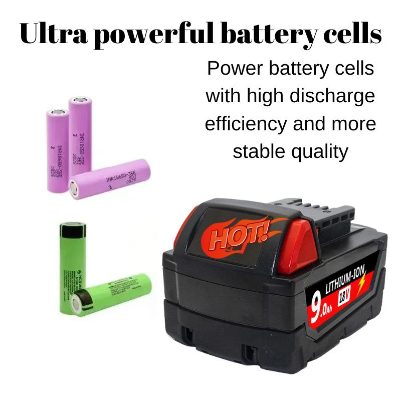6.0Ah/9.0Ah/12.0Ah For Milwaukee M18 18V Replacement For Milwaukee M18B5 XC Li-ion battery 48-11-1815 2604-20 48-11-1850 charger 4