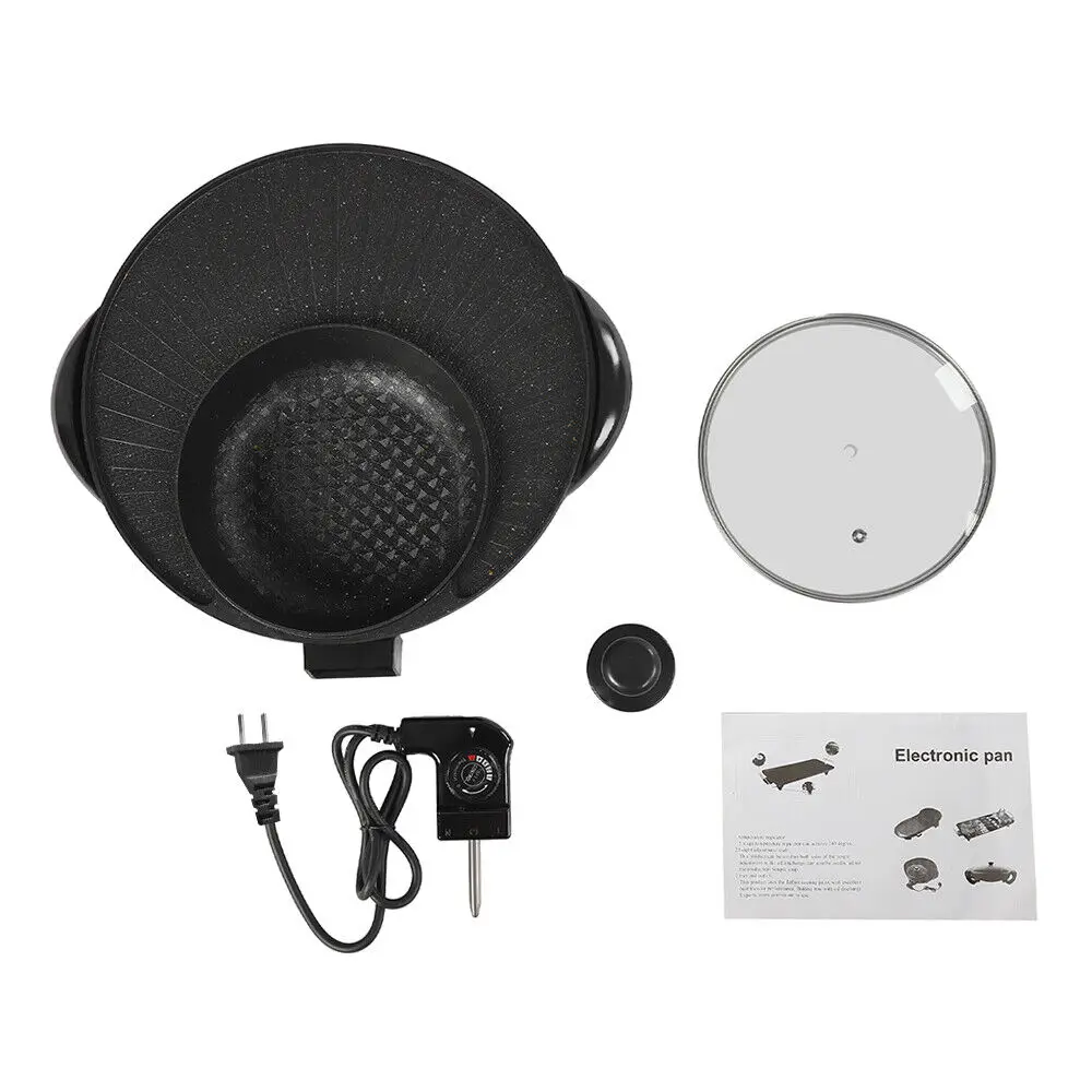Электрическая кастрюля для барбекю, 1350 Вт, 2 в 1, бездымная сковорода для барбекю, гриль 0-180 ℃ /32-356 ° Шнур питания F Mit