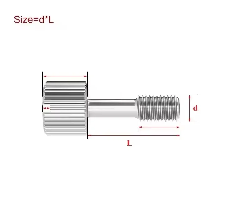 304 Stainless Steel M3 M4 M5 M6 Slotted Hand Screw Knurled Slot Head Thumb Screw Length 6~30 mm