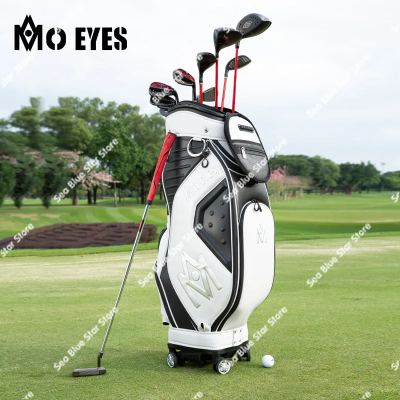 Golf bag, men's telescopic standard bag, three-dimensional stamper, four-wheel flat push air consignment