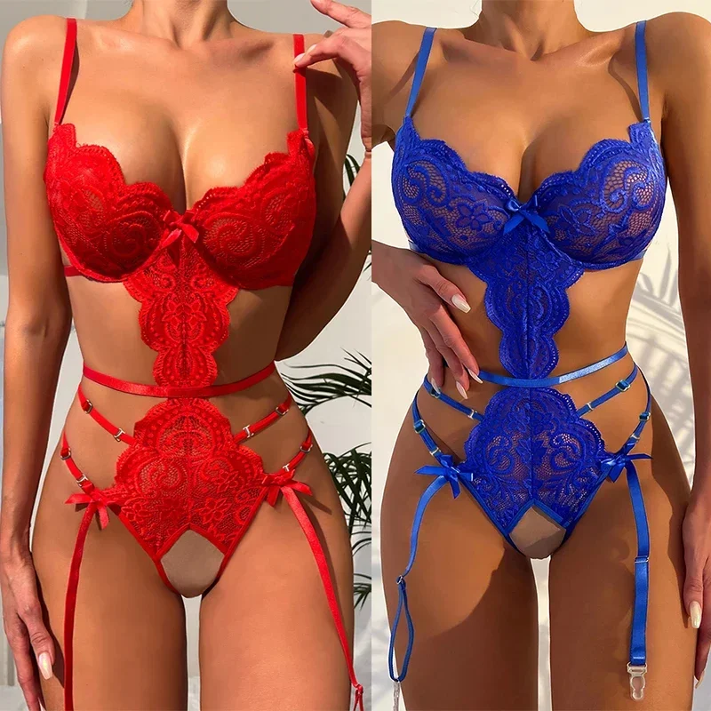 

Sexy Lingerie Women Erotic Underwear Babydoll Costume Deep V Neck Lace Dress Open Crotch Bodysuit Exotic Woman Sleepwear