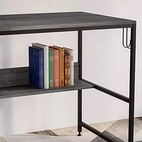 Computer tisch mit Regalen 47-Zoll-Leiter Schreibtisch Schlafzimmer Organisation für kleinen Raum reversible Bücherregal und unter Schreibtisch