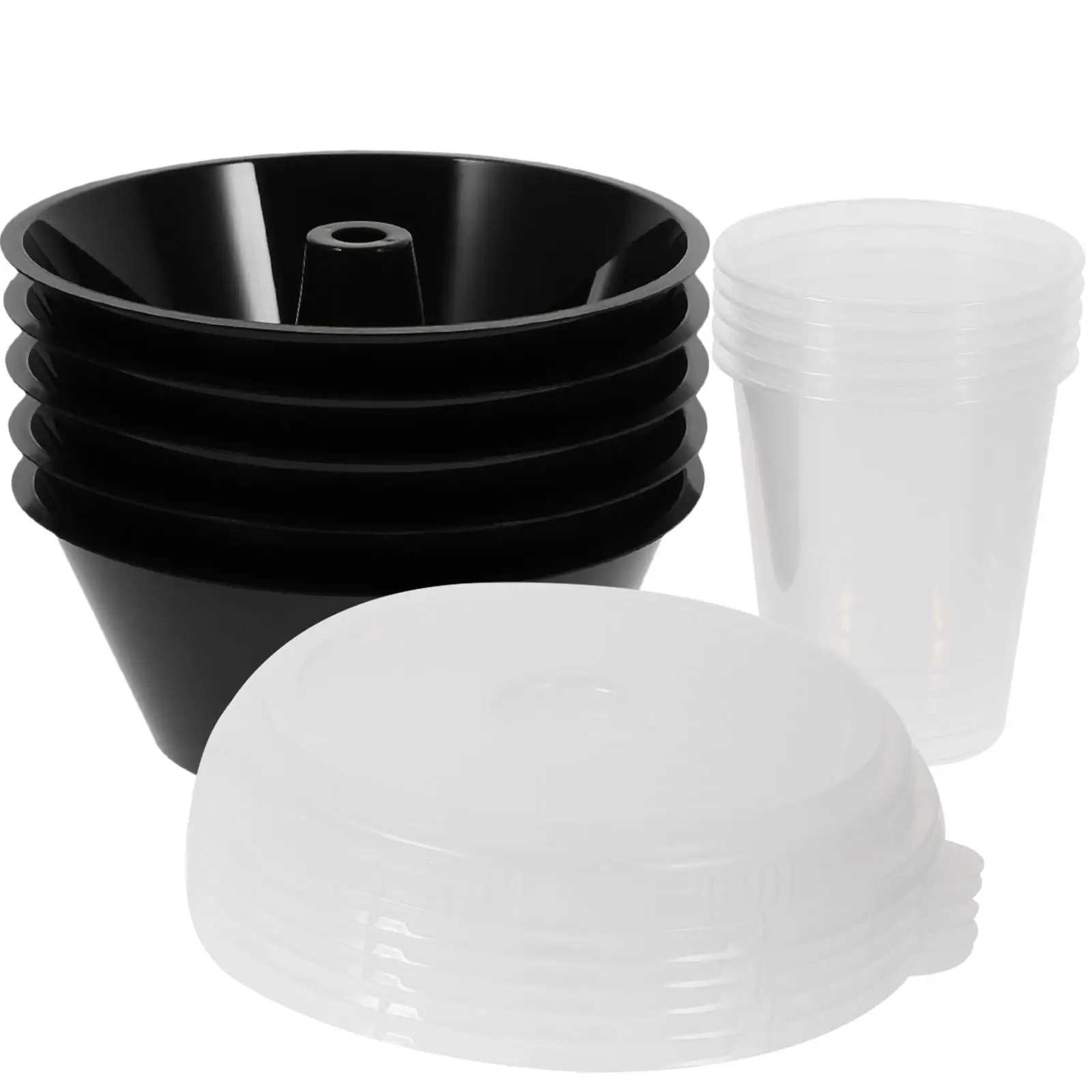 

5 Sets Snack Cup Combined Beverage Cups Large Capacity Food Containers Lids Disposable PP Smooth Easy Clean Daily Party Portable