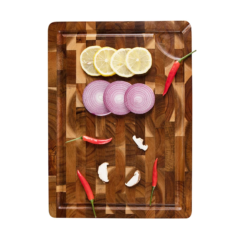 

TJ POP Organic Butcher Square Kitchen Natural Cooking Boards Acacia Wood End Grain Chopping Wooden Cutting Board