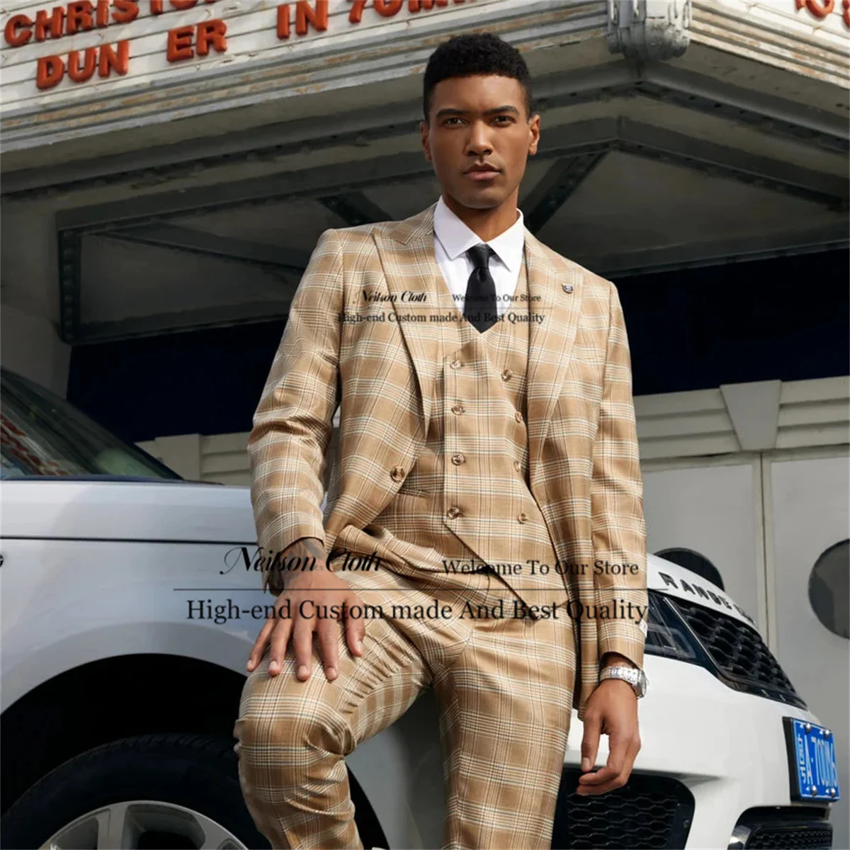 منقوشة بلغت ذروتها التلبيب الذكور حفلة موسيقية الحلل 3 قطعة مجموعات سليم صالح العريس الزفاف البدلات الرسمية للرجال الأعمال مخصصة Terno Masculino #1