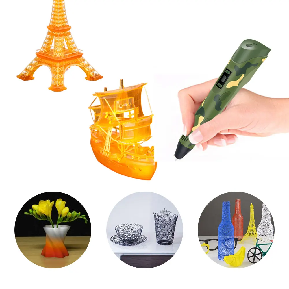 3D Pens DIY 3D Camouflage Printer Pen Drawing Pens 3D Printing Gift Boxes for Kids With PLA Filament 1.75mm Christmas Birthday