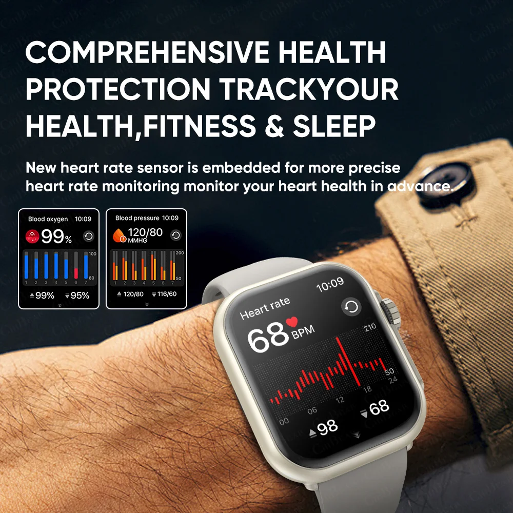 Часы Ultra K62 Мужчины Женщины 1000 мАч AMOLED Пульсометр 100+Sport HD Bluetooth Вызов GPS Трек Водонепроницаемые Смарт-часы Для IOS Android