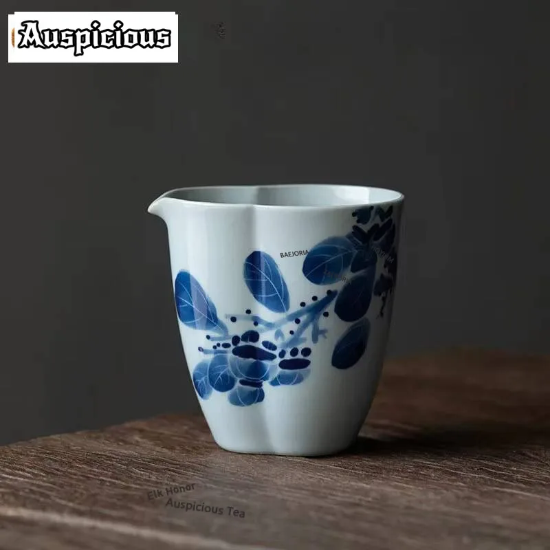

200ml Pure Hand-painted Persimmon Ceramic Tea Pitcher Tea Maker Justice Cup Chahai Household KungFu Puer Tea Ceremony Accessorie