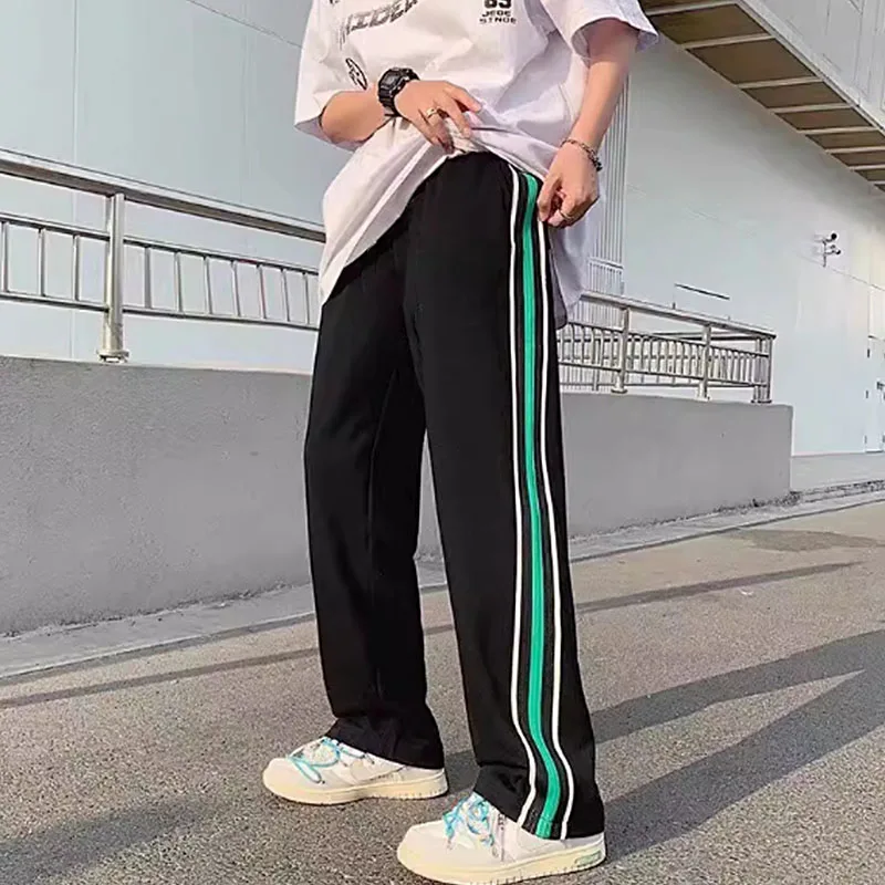 

Ice silk pants for men, summer thin, loose straight leg, trendy brand design, men's wide leg sports workwear, casual pants