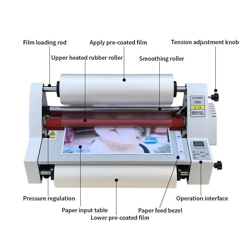 Máquina de laminação quente e fria automática a3 grande de dupla finalidade v350 máquina de laminação térmica de face única/dupla direto da fábrica