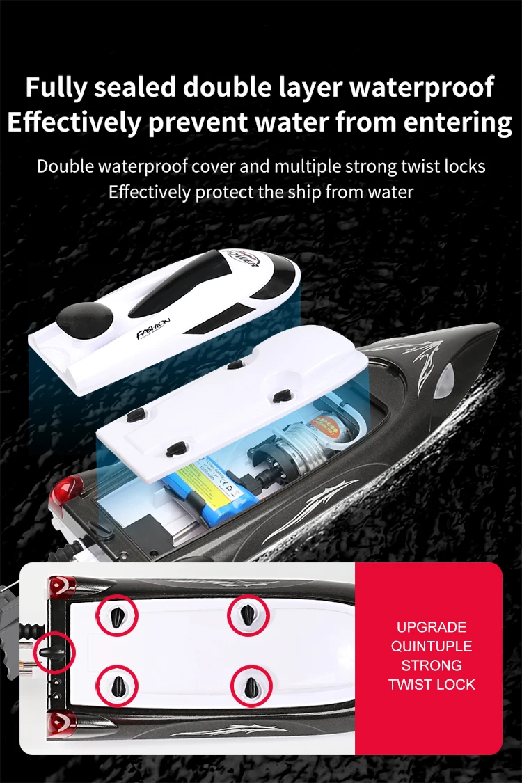 35km/H HJ806 2.4G High-Speed Remote Control Racing Boat With Water Cooling System /High Speed R/C boat Children Model Toys