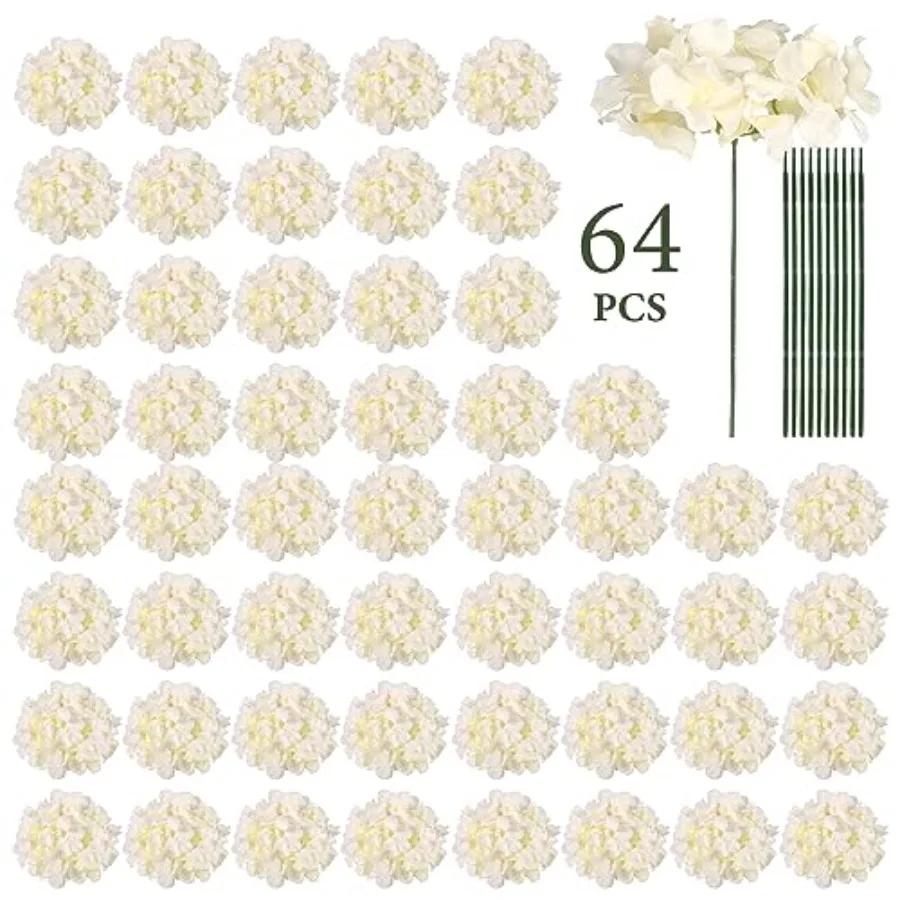 

64pcs Silk Hydrangea Artificial Flowers, Artificial Hydrangea Flowers with Stems, Full Hydrangea Flowers for Wedding Centerpiec