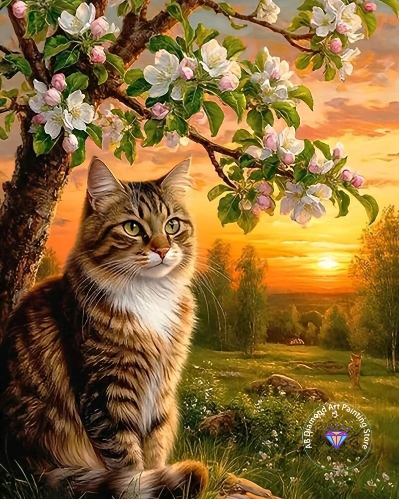 

Cat Tree AB Diamond Painting Kit Square Round Diamond 5D DIY Mosaic Cross Embroidery Handmade Art Exquisite Gift Home Decor