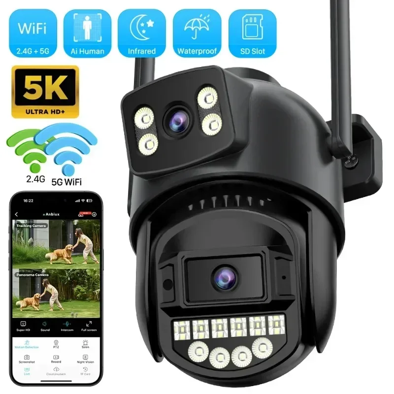 كاميرا مراقبة 5K10MP عدسة شاشة واي فاي في الوقت الحقيقي الاتصال الداخلي المزدوج AI كشف الإنسان 8MP 4K التكبير الرقمي الأجهزة المنزلية