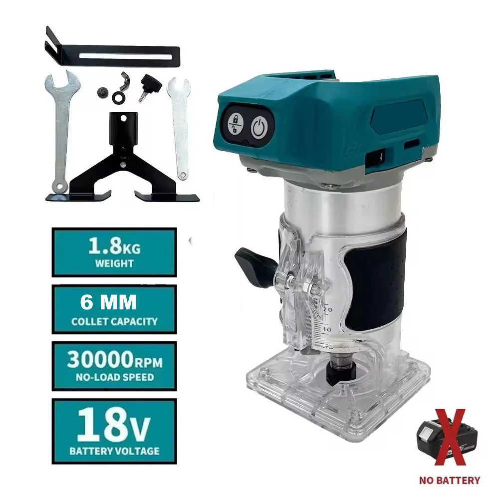 

Бесщеточный электрический триммер, 5-скоростной обрезной деревообрабатывающий станок, фрезерный станок по дереву, фрезерный гравировальный долбежный для батареи Makita 18 В