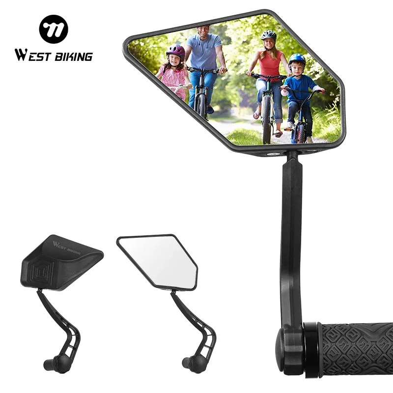 

WEST BIKING Bicycle Rearview Mirror 360 Rotation Adjustment For Bicycle 17.4-22mm Handlebar Wide Range Sight Cycling Accessories