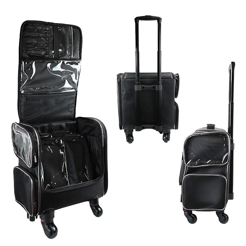 حقيبة مكياج احترافية، حقيبة مكياج للأمتعة بعجلات، صندوق أدوات تجميل الأظافر متعدد الوظائف بسعة كبيرة، #3