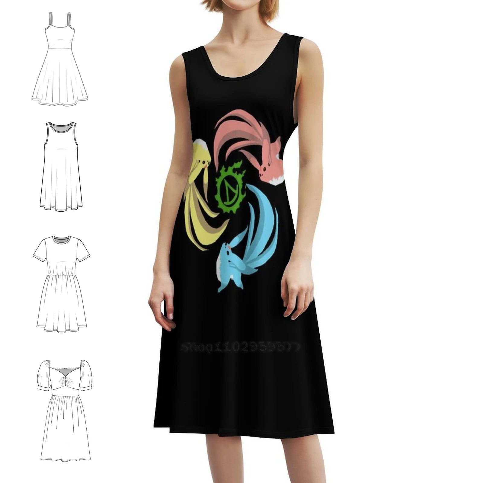 Ffxiv Summoner-Carbuncles Korean Style Dress For Women Elegant Casual Dress For Party Or Daily Wear Final Fantasy Xiv Ffxiv