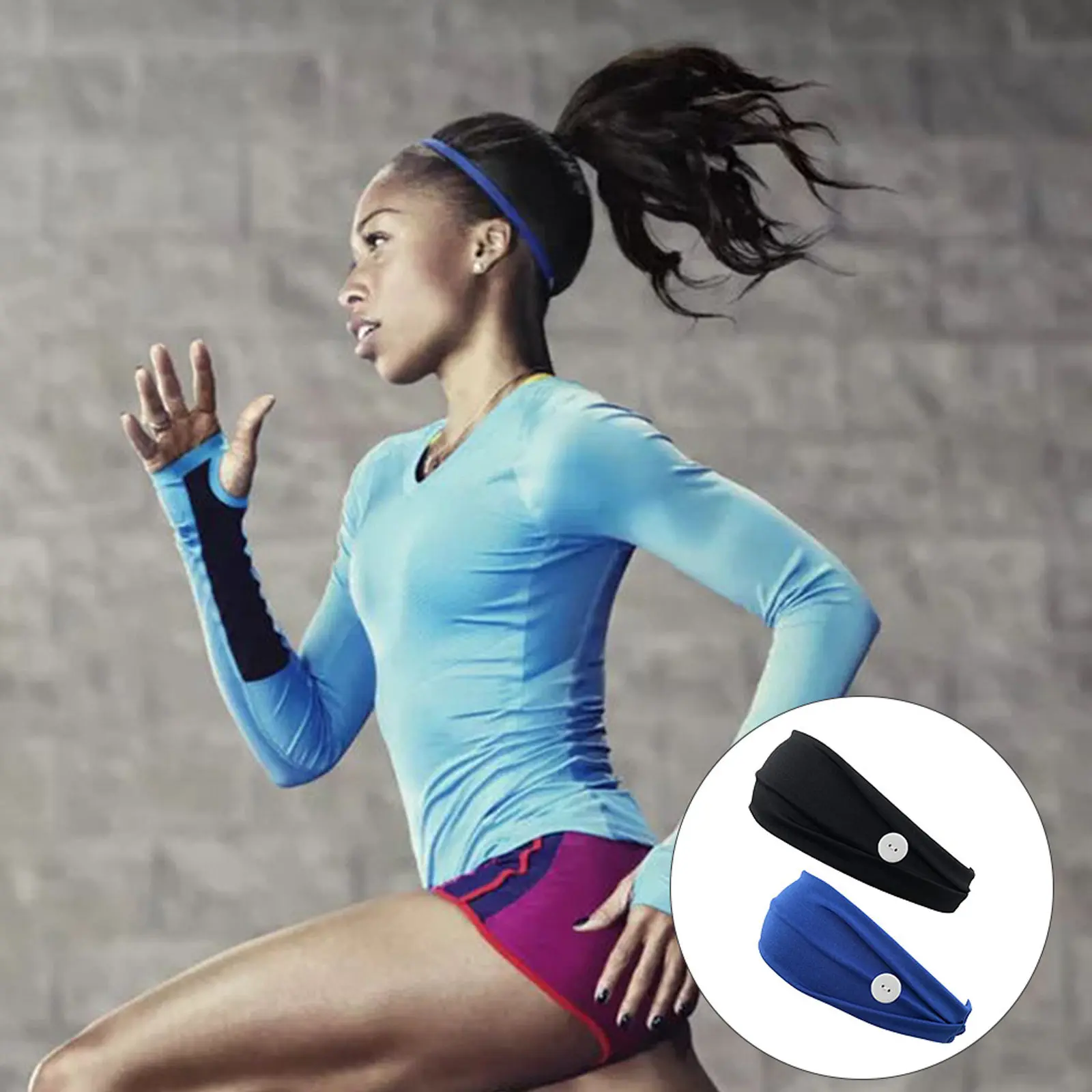 2Pcs Breathable Solid Button Headband for Women Sweat Absorbing Sports Fitness Use Mask Ear Rope Prevention Stylish Elegant Hair