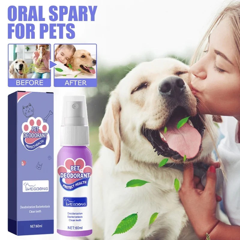 Portable Pet Dental Spray Strong Deodorization Fresh Breath Anti Tartar Plaque Cleaning Whitening Oral Care For Dog  Daily Use