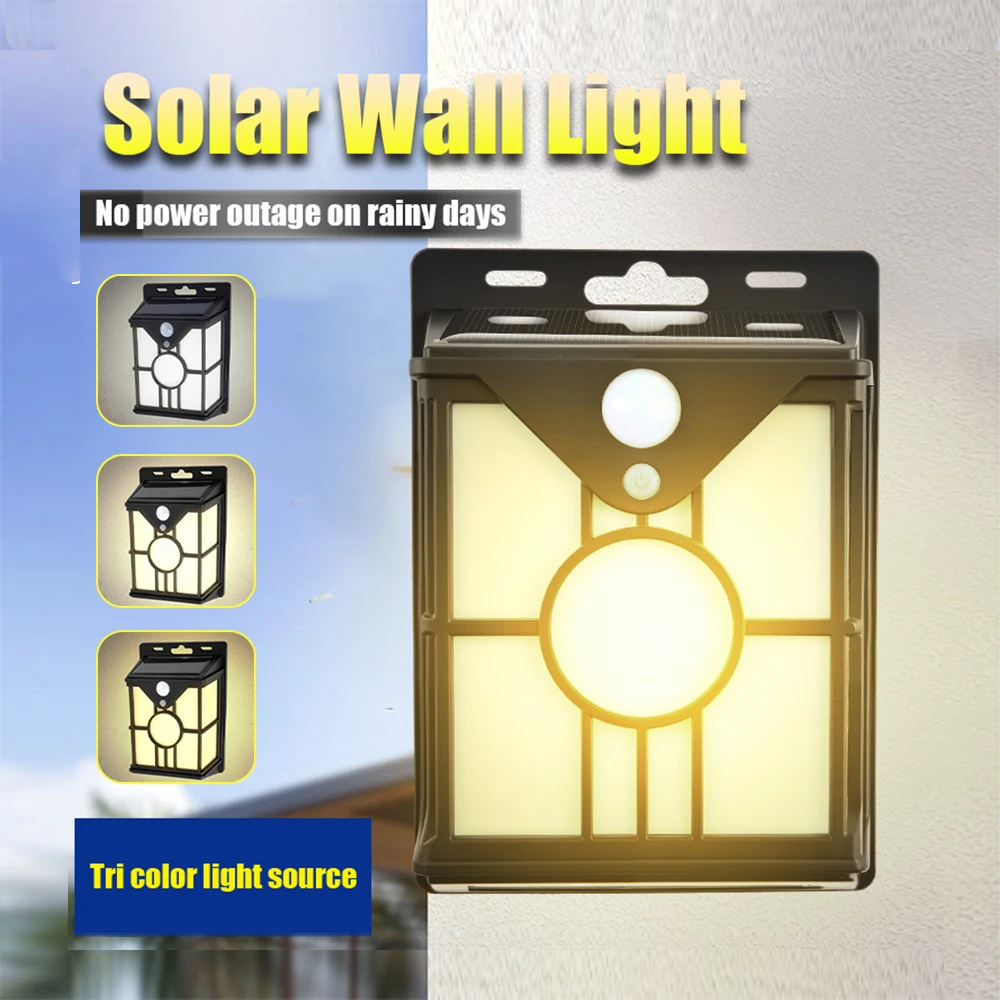 

D2 Outdoor Motion Sensor Solar Wall Sconce, Adjustable 3 Light Sources and 3 Light Modes, Intelligent Light Control Solar Lights