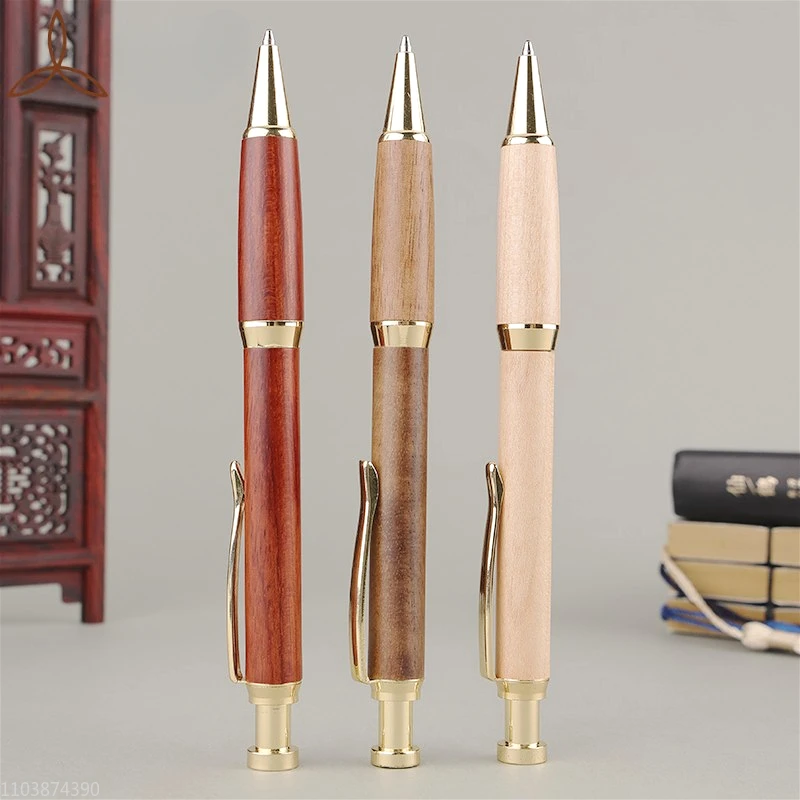 

Wanbai Wood Gel Pens Press Type Signature Pen, Water Pen High-end Business Ballpoint Pen Office Accessories Writing Stationary