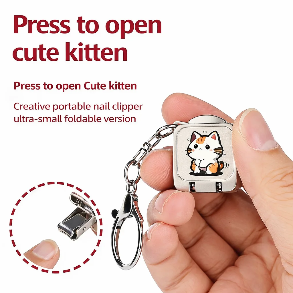 

Mini Folding Nail Clipper Stainless Steel Portable Nail Cutter with Key Ring, Sharp Durable Ergonomic Travel Tool