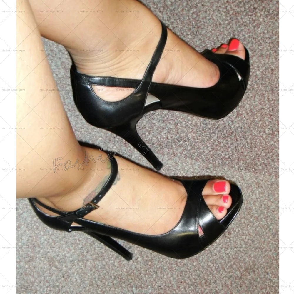 

Black Peep Toe Matte Leather Sandals Cross Strap Women Shoes Stilettos High Heels Party Banquet Dating 2025 Zapatos Para Mujere
