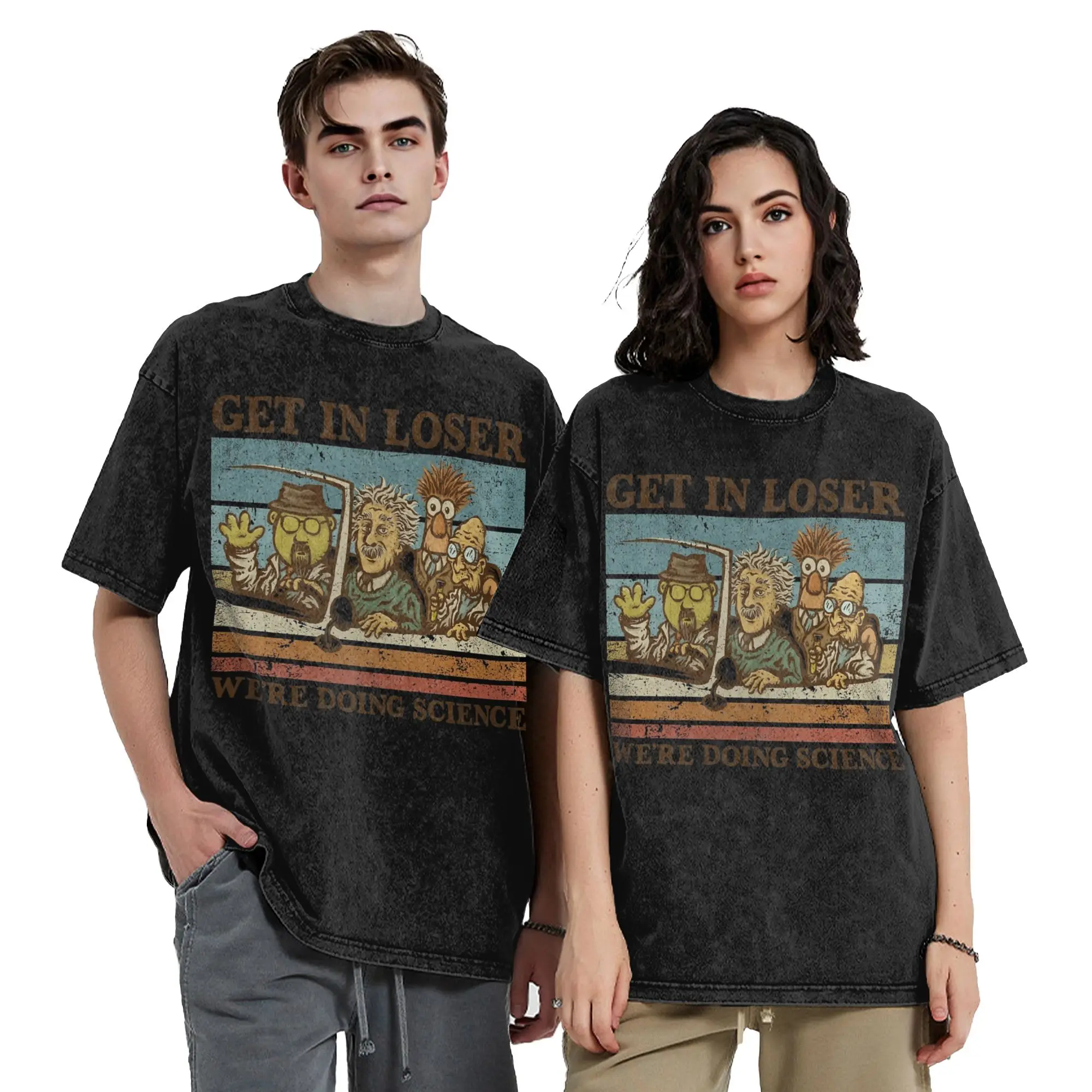 Washed T Shirts We're Doing Science Breaking Bad Hip Hop Retro T-Shirts Oversize Streetwear 100% Cotton Tops Tee Shirt Men Women