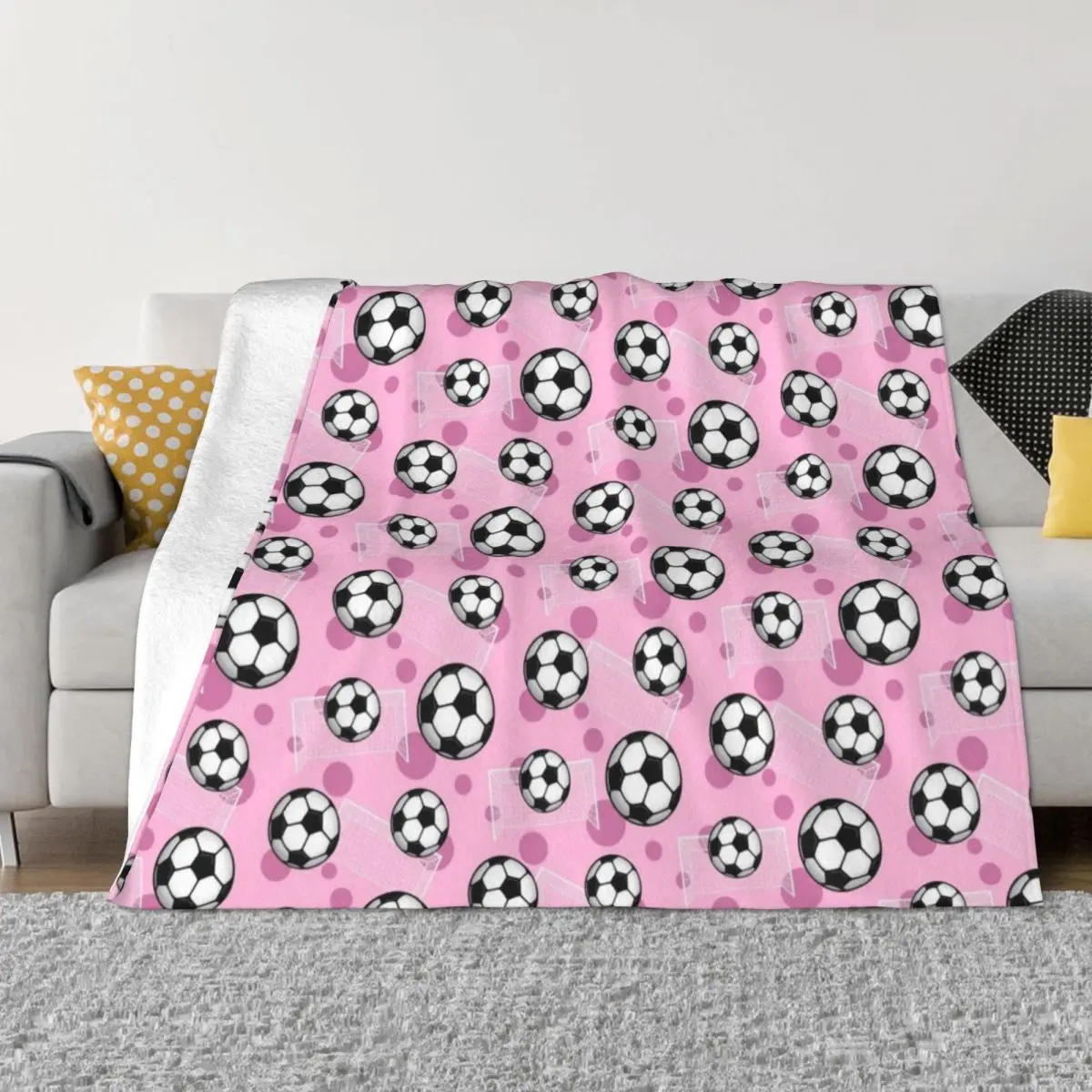 

Soccer Ball and Goal Pink Pattern - Pink Soccer Throw Blanket Sleeping Bag Luxury St christmas gifts Furrys Blankets