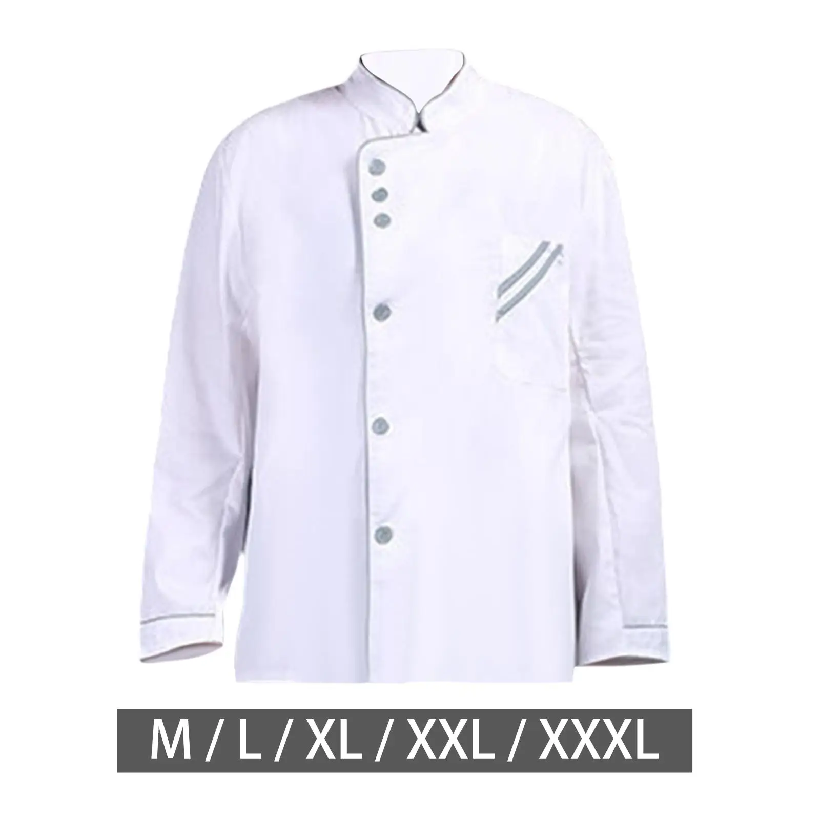 

Unisex Chef Coat Jacket Waiter Apparel Uniform Cooking Utility Long Sleeve Workwear for Kitchen Hotel Bakery Food Service Pub