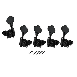 5Pcs Guitar Accessory Vintage Open Bass Guitar Tuning Keys Pegs Machine Heads Tuners Black 1L4R for 5 Strings Bass Black